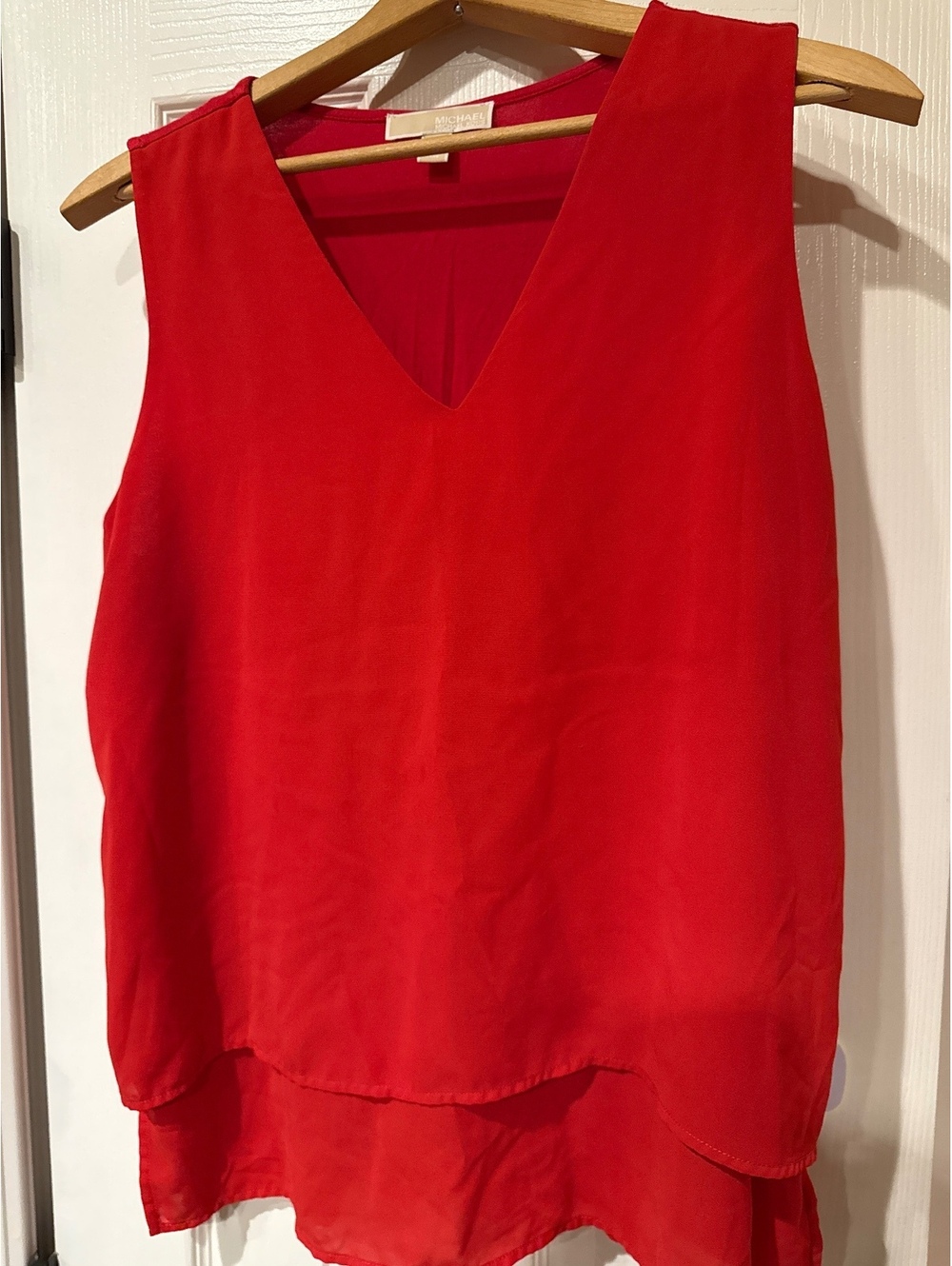 Michael Kors Red Sleeveless V-Neck Blouse Top XL